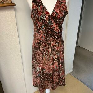 Ralph Lauren Asymmetrical Paisley Dress - Brown and Red